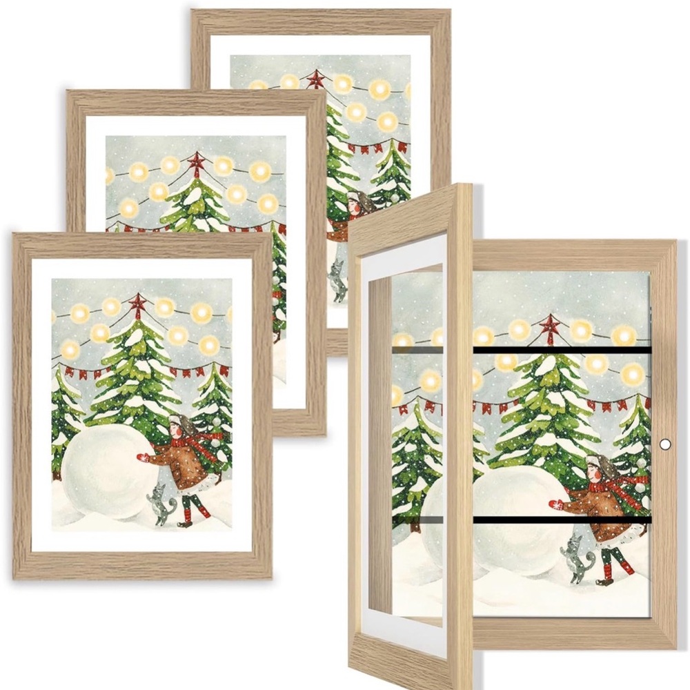 4 Pack Kids Art Frames,Changeable, Front Opening Picture Display Holds 11.8X8.5